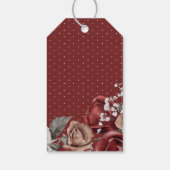 Burgundy Red Roses Floral Navy Wedding Thank You Cadeaulabel (Achterkant)