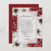 Burgundy Red Roses Floral Weddenschap Bedankt Briefkaart (Voorkant / Achterkant)