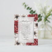 Burgundy Red Roses Floral Weddenschap Bedankt Briefkaart (Staand voorkant)