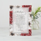 Burgundy Red Roses Floral Weddenschap Hartelijk da Bedankkaart (Staand voorkant)