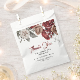 Burgundy Red Roses Floral Wedding Bedankzakje