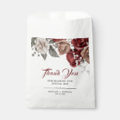 Burgundy Red Roses Floral Wedding Bedankzakje (Voorkant)