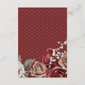 Burgundy Red Roses Floral Wedding Details Informatiekaartje (Achterkant)