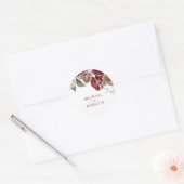 Burgundy Red Roses Floral Wedding Favor Ronde Sticker (Envelop)