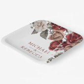 Burgundy Red Roses Floral Wedding Papieren Bordje (Gebogen)