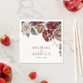 Burgundy Red Roses Floral Wedding Servet (Insitu)