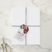 Burgundy Red Roses Floral Wedding Thank You Cadeaulabel (Met Touw)