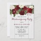 Burgundy Red Roses Housewarming Party Invite Kaart (Voorkant)