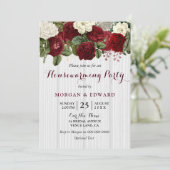 Burgundy Red Roses Housewarming Party Invite Kaart (Staand voorkant)