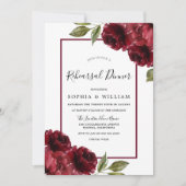 Burgundy Red Roses Modern Rehearsal Dinner Kaart (Voorkant)