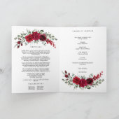 Burgundy Red Roses Photo Memorial Funeral Program Kaart (Binnen)