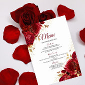 Burgundy Red Roses Wedding Verloving Quinceanera Menu