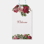 Burgundy Red Rustic Rozen Floral country Wedding Cadeaulabel (Achterkant)