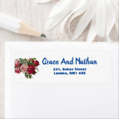 Burgundy Red Rustic Rozen Floral country Wedding Etiket (Insitu)