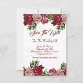 Burgundy Red Rustic Rozen Floral country Wedding Save The Date (Voorkant)
