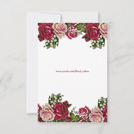 Burgundy Red Rustic Rozen Floral country Wedding Save The Date (Achterkant)