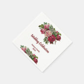 Burgundy Red Rustic Rozen Floral country Wedding Servet (Hoek)