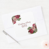 Burgundy Red Rustic Rozen Floral country Wedding Vierkante Sticker (Envelop)
