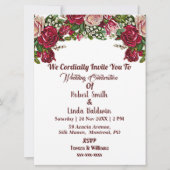 Burgundy Red Rustic Rozen Garland Country Weddensc Kaart (Voorkant)