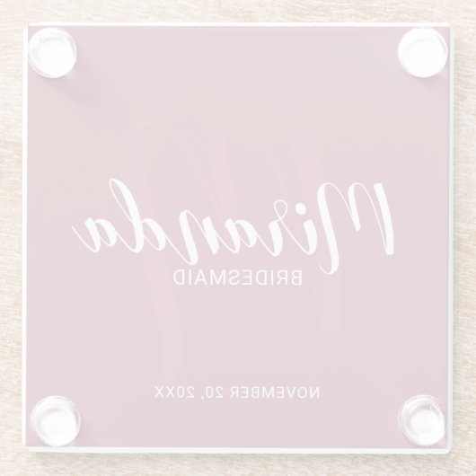 Burgundy Red Script - Aangepaste bridesmaïden Glazen Onderzetter (Achterkant)