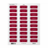 Burgundy Red Silver Diamond Glitter Return Address Etiket (Full Sheet)