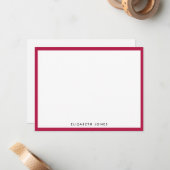 Burgundy Red Simple Modern Classic minimalist Notitiekaartje (Voorkant / Achterkant in situ)