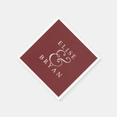 Burgundy Red Simple Modern Elegant Wedding Napkin Servetten (Hoek)
