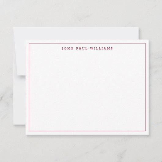 Burgundy Red Simple Professional Thin Border Chic Notitiekaartje (Voorkant)