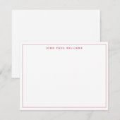 Burgundy Red Simple Professional Thin Border Chic Notitiekaartje (Voorkant / Achterkant)