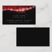 Burgundy Red Sparkly Diamond Glitter Black Visitekaartje (Voorkant / Achterkant)