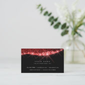 Burgundy Red Sparkly Diamond Glitter Black Visitekaartje (Staand voorkant)