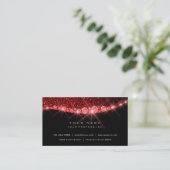 Burgundy Red Sparkly Diamond Glitter Black Visitekaartje (Staand voorkant)