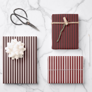 Burgundy Red Stripe Inpakpapier Vel
