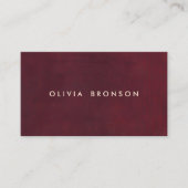 Burgundy Red Suede Simple Elegant Visitekaartje (Voorkant)