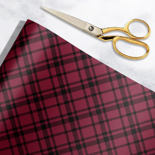 Burgundy Red Tartan Pset Holiday Cadeaupapier