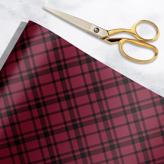 Burgundy Red Tartan Pset Holiday Cadeaupapier