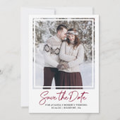 Burgundy Red Text en foto Save The Date (Voorkant)