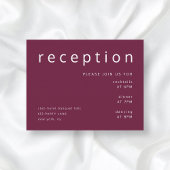 Burgundy Red Typografie Elegant Wedding Reception Informatiekaartje