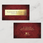 Burgundy Red Velvet Gold Label Makeup Hair Salon (Voorkant / Achterkant)