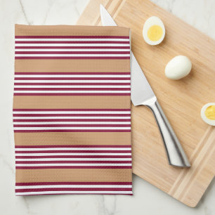 Burgundy red vijf strepen patroon theedoek