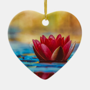 Burgundy Red Water Lily Keramisch Ornament