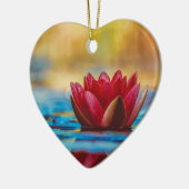Burgundy Red Water Lily Keramisch Ornament (Links)