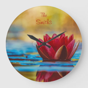 Burgundy Red Water Lily *personalize* Grote Klok