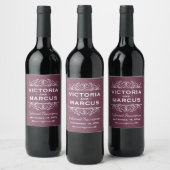 Burgundy Red Wedding Monogram Wine Fles Favor Wijn Etiket (Flessen)