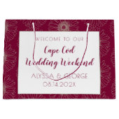 Burgundy Red Wedding Welcome Paper Gift Bag Groot Cadeauzakje (Voorkant)