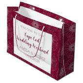 Burgundy Red Wedding Welcome Paper Gift Bag Groot Cadeauzakje (Voorkant Gekanteld)