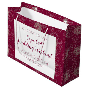 Burgundy Red Wedding Welcome Paper Gift Bag Groot Cadeauzakje