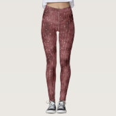 Burgundy Red White Dot Stripes Leggings (Voorkant)