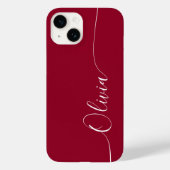 Burgundy Red White Elegant Calligraphy Script Name Case-Mate iPhone Case (Achterkant)