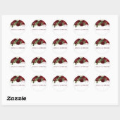Burgundy Red White Floral bruiloft Verloving Ronde Sticker (Vel)